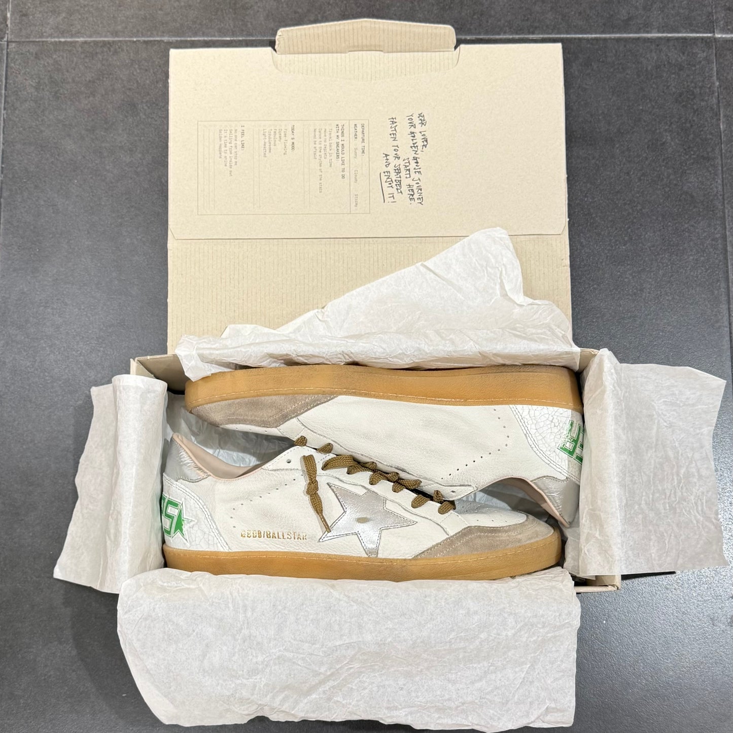 Golden Goose Ball Star - White Beige Silver