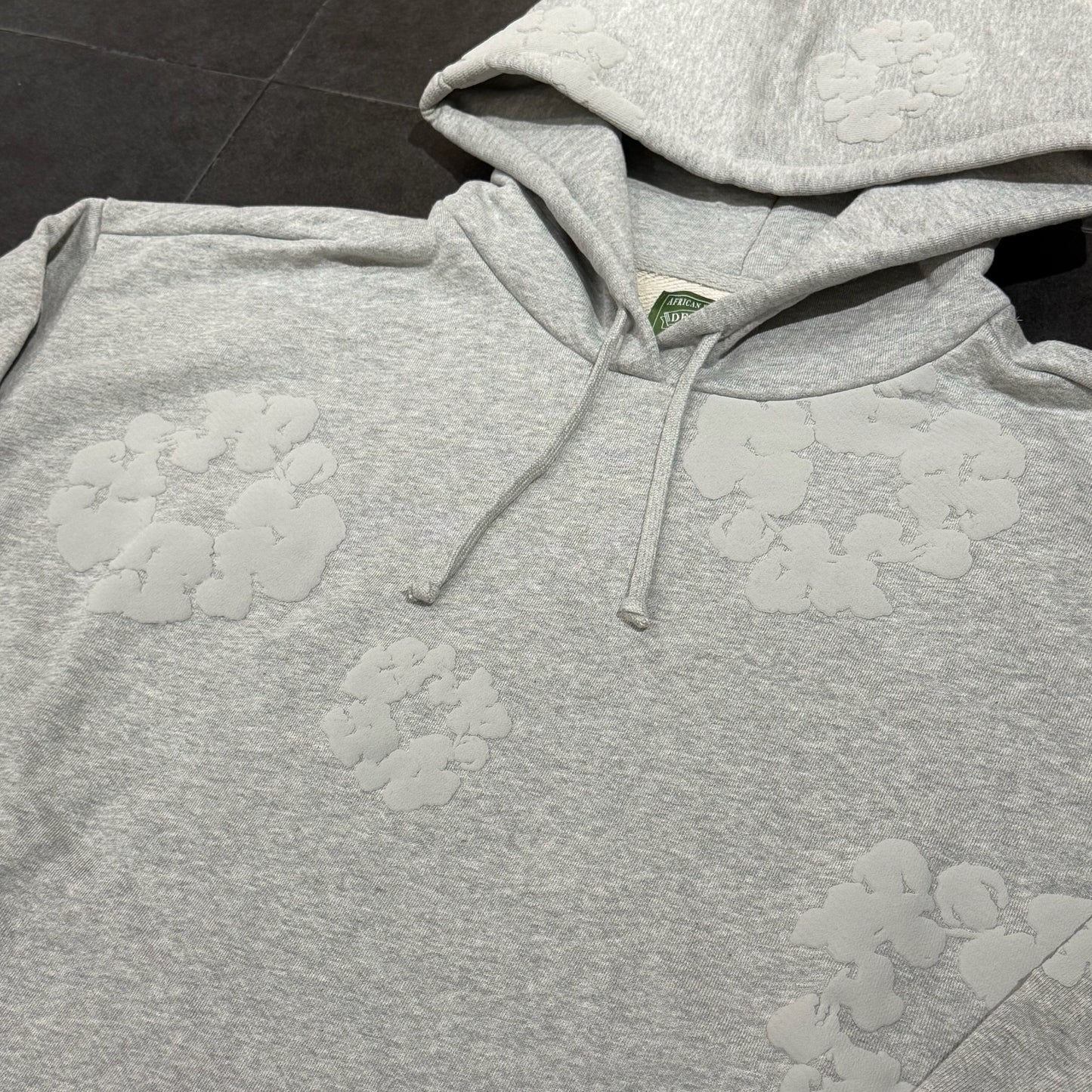 Denim Cotton Wreath Hoodie - Grey