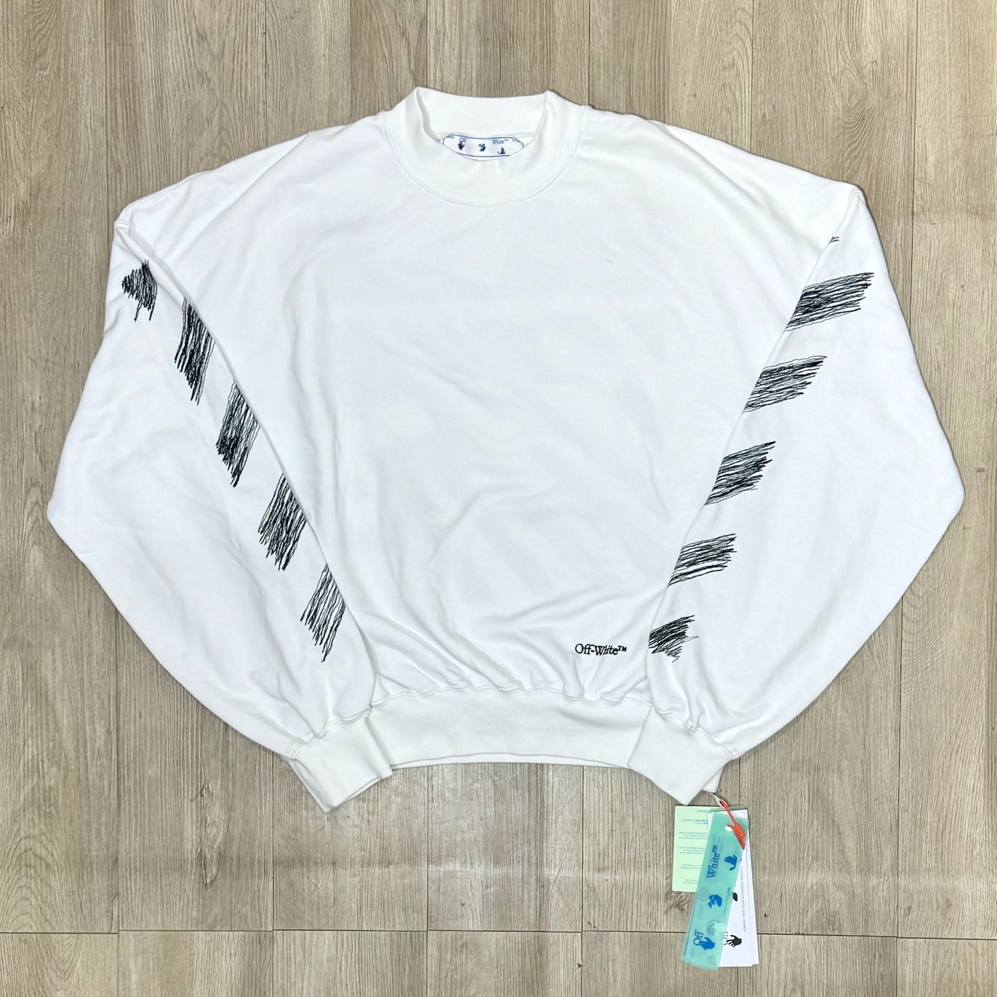 Off White Scribble Diag Boxy Crewneck - White