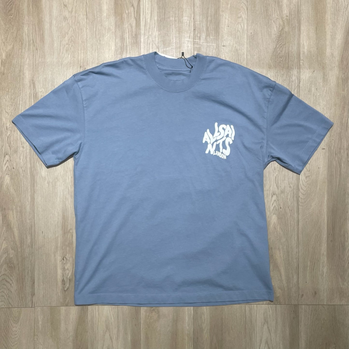 AllSaints Orlando Logo Print Tee - Stonewash Blue