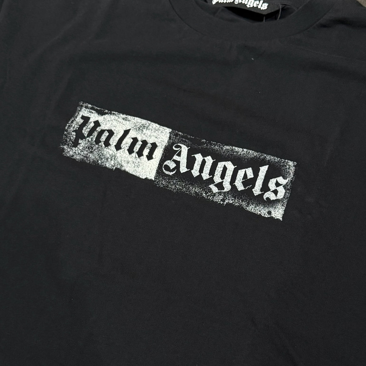 Palm Angels Print Logo Tee - Black & White
