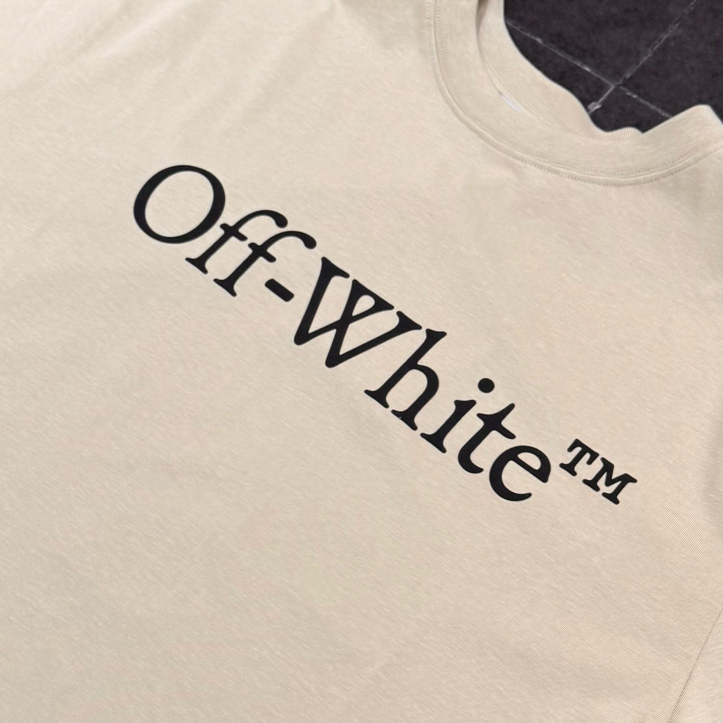 Off White Logo Tee - Beige