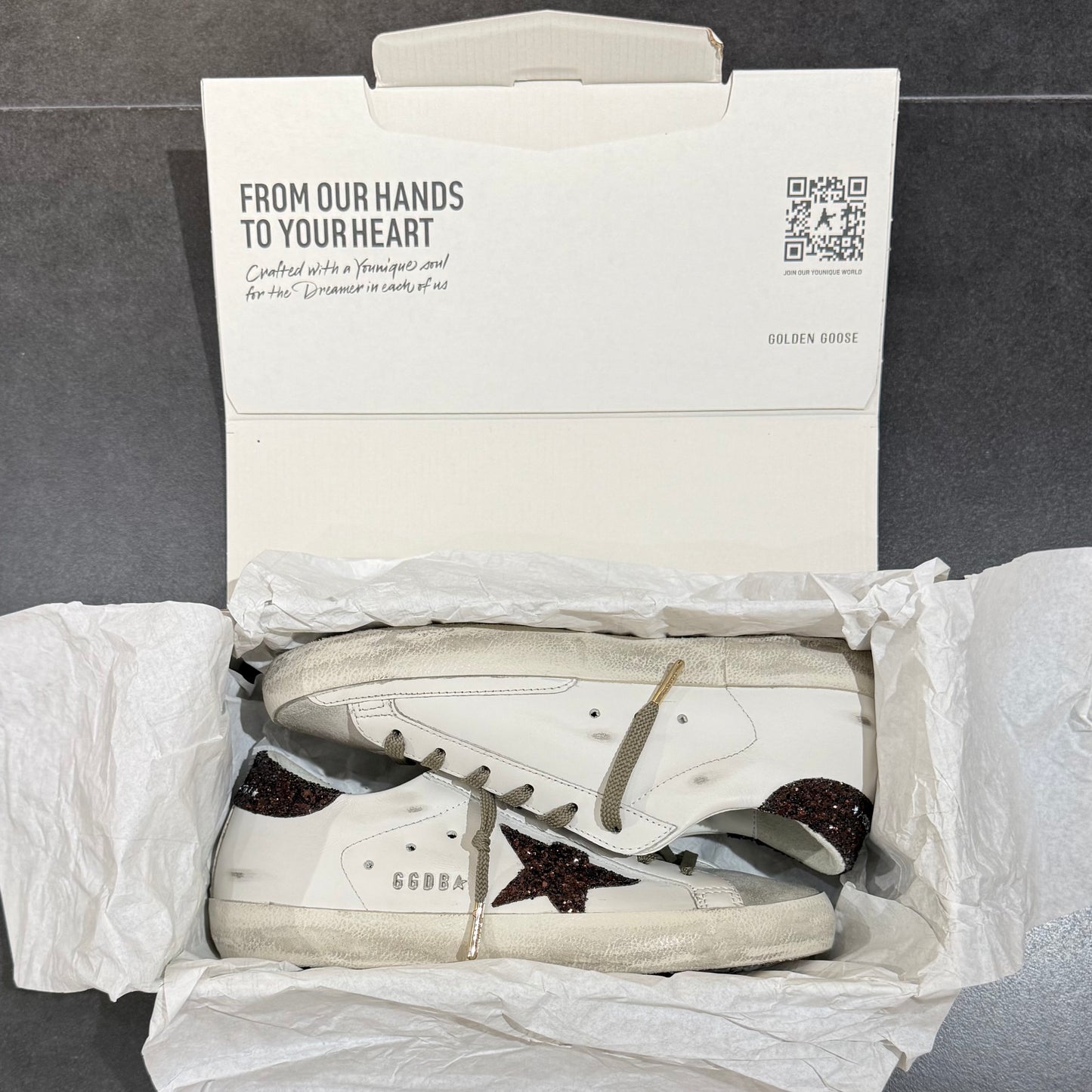Golden Goose Super-Star - Milk Brown Glitter