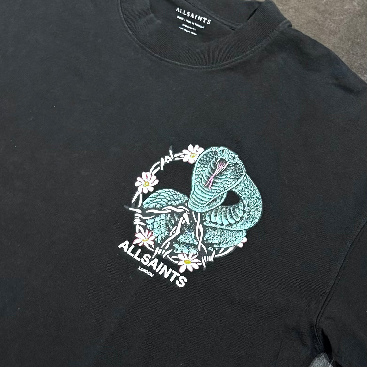 AllSaints Snakebite Tee - Washed Black