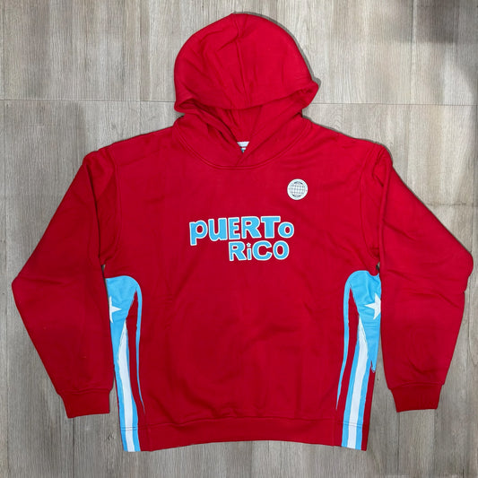 Bad Bunny Merch Puerto Rico Jersey Hoodie - Red
