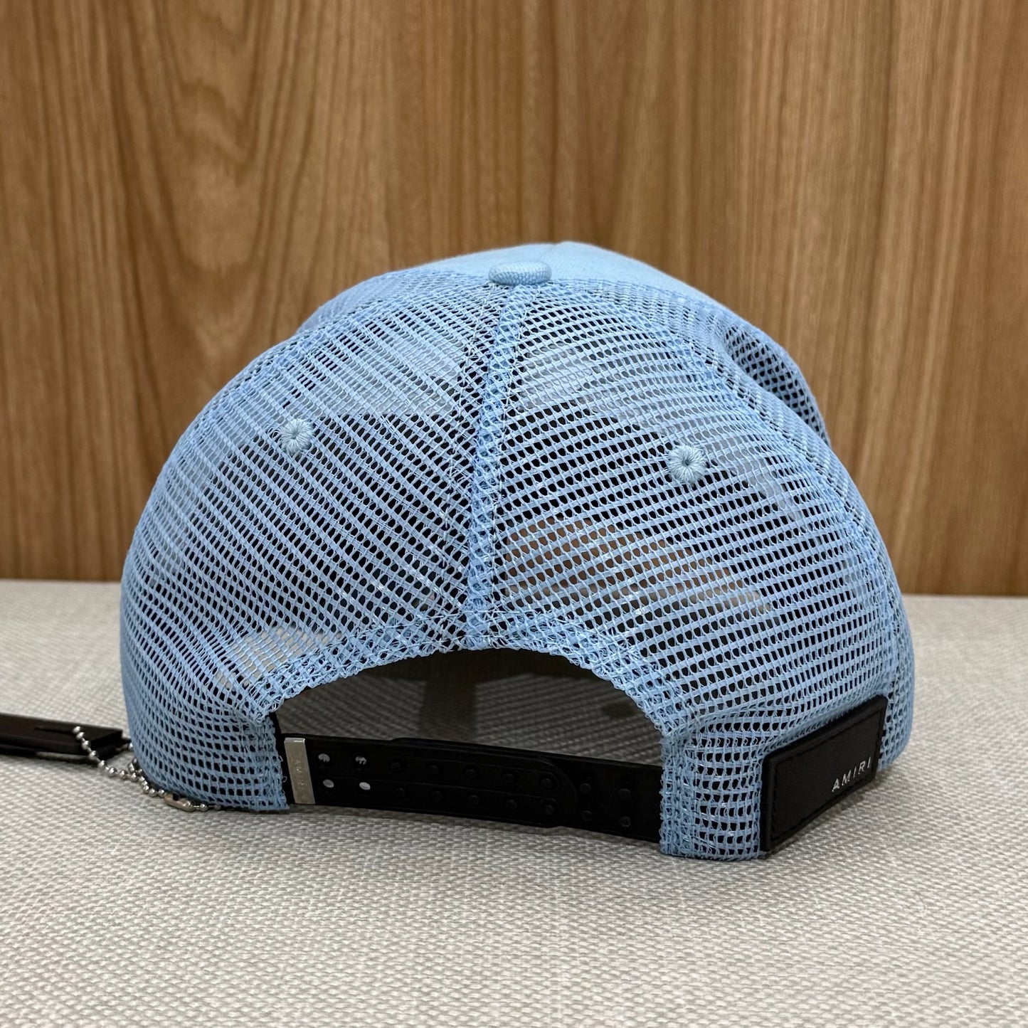 Amiri Staggered Logo Trucker Canvas Cap - Air Blue
