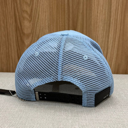 Amiri Staggered Logo Trucker Canvas Cap - Air Blue
