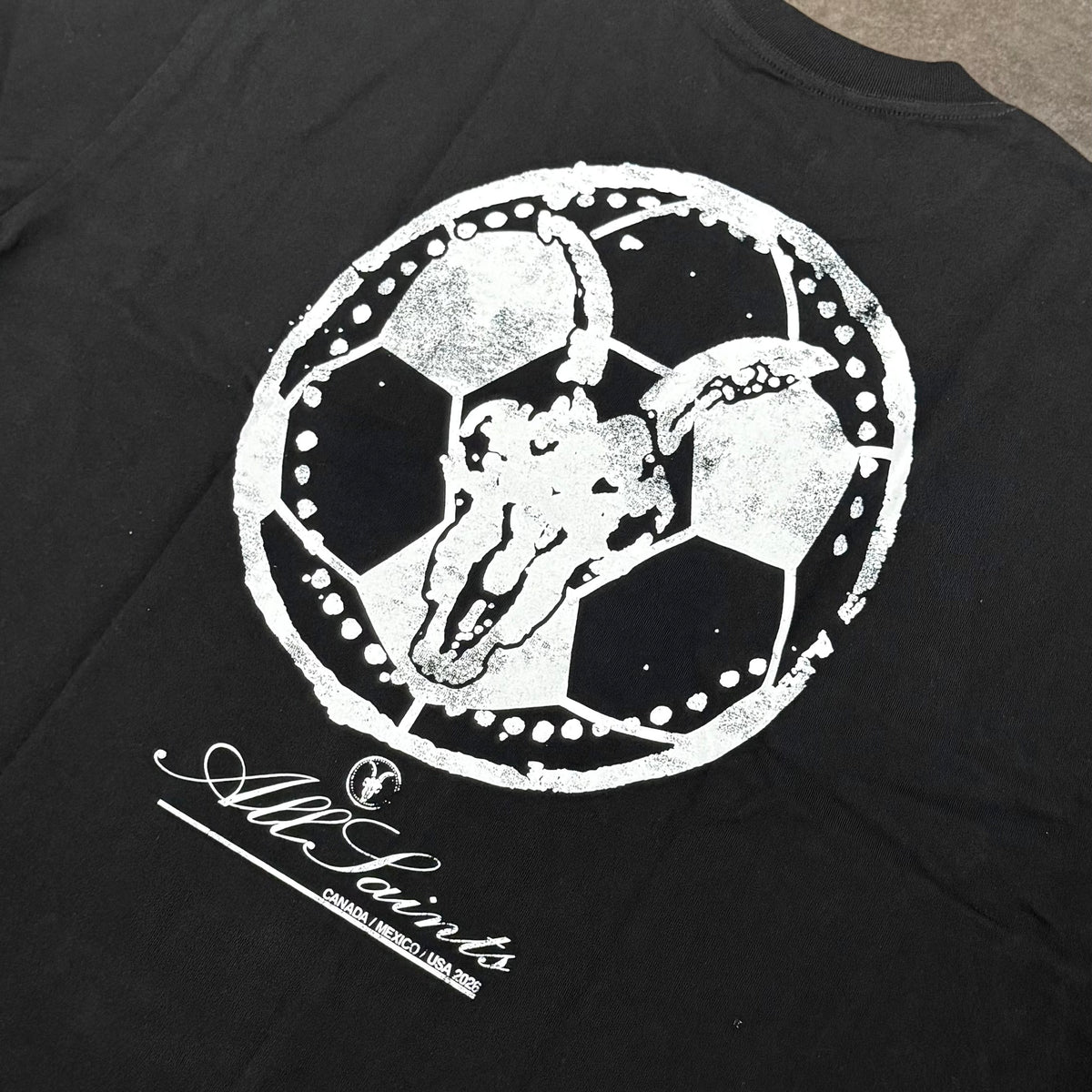 AllSaints Skullcup Football Tee - Jet Black