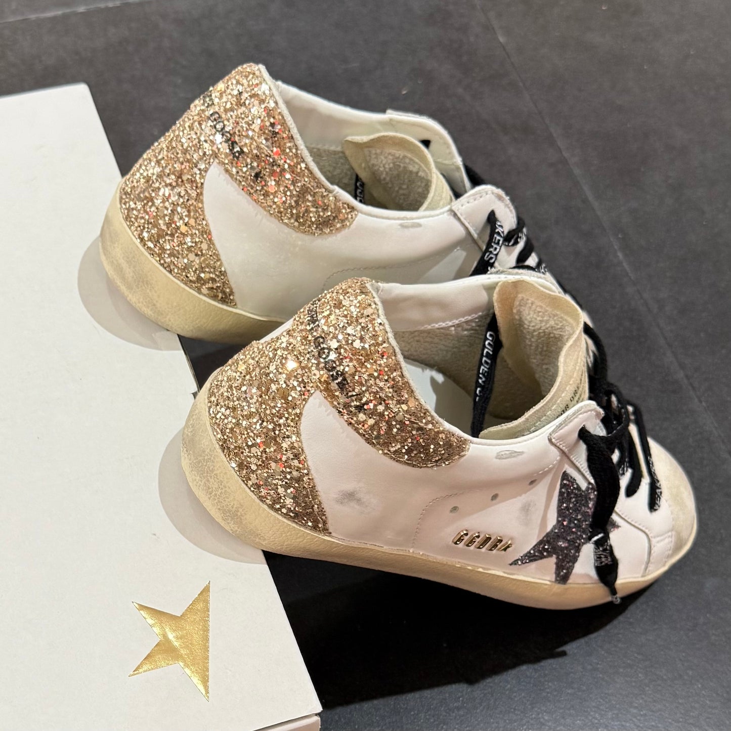 Golden Goose Super-Star - White Silver Gold Glitter