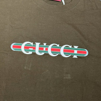 Gucci Heavy Cotton Logo Tee - Brown