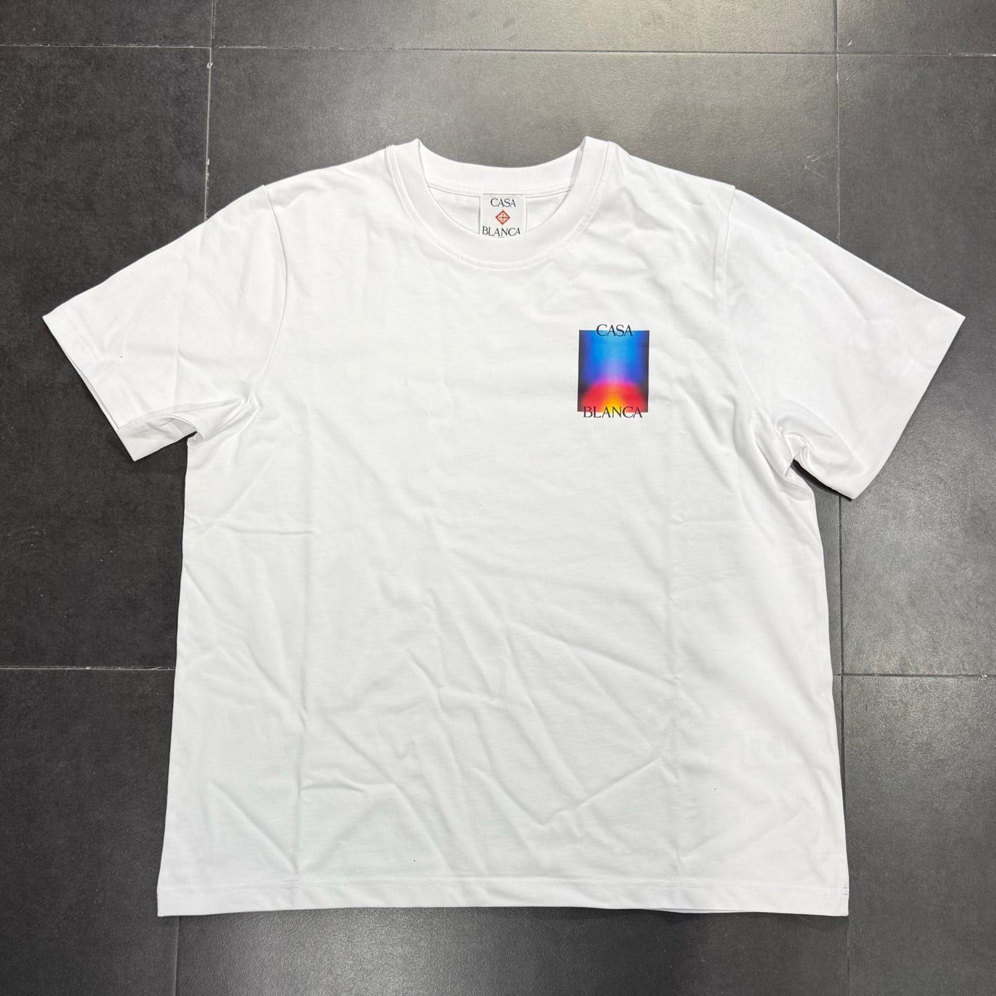 Casablanca Degradado Stacked Logo Tee - White