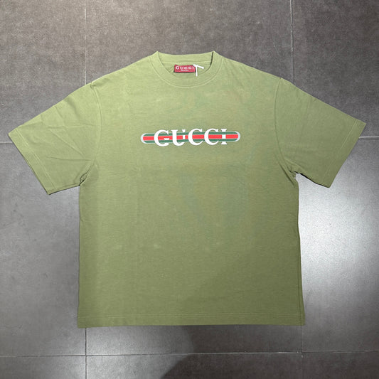 Gucci Heavy Cotton Logo Tee - Olive