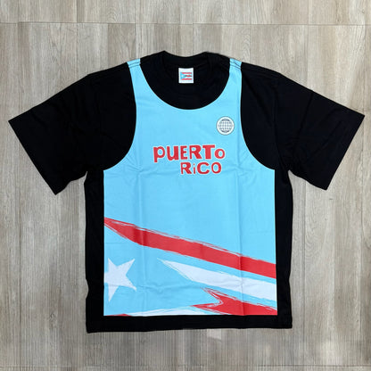 Bad Bunny Merch Puerto Rico Jersey Tee - Black & Blue