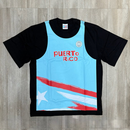 Bad Bunny Merch Puerto Rico Jersey Tee - Black & Blue