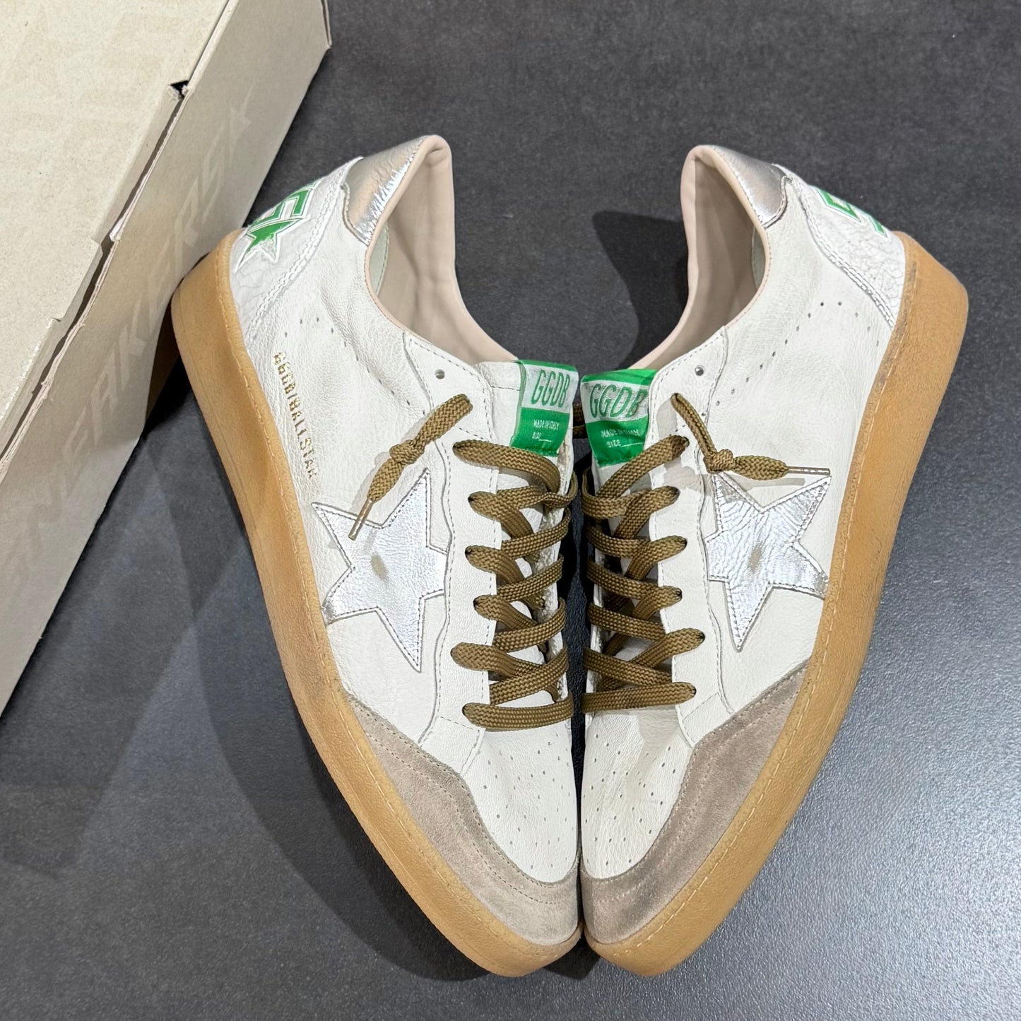Golden Goose Ball Star - White Beige Silver