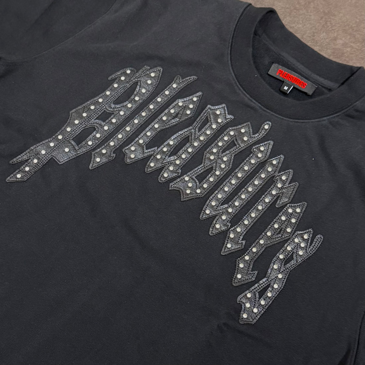 Pleasures Twitch Studded Crewneck Tee - Black