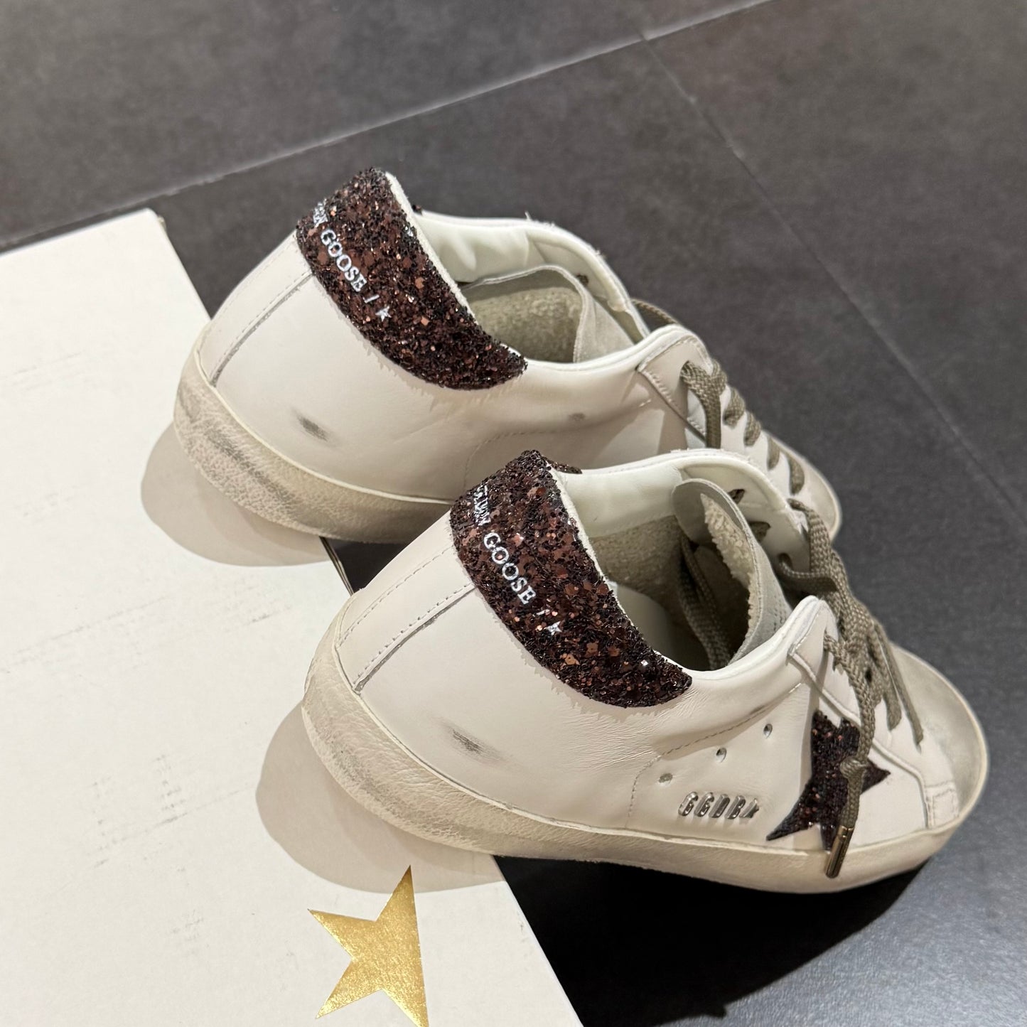 Golden Goose Super-Star - Milk Brown Glitter
