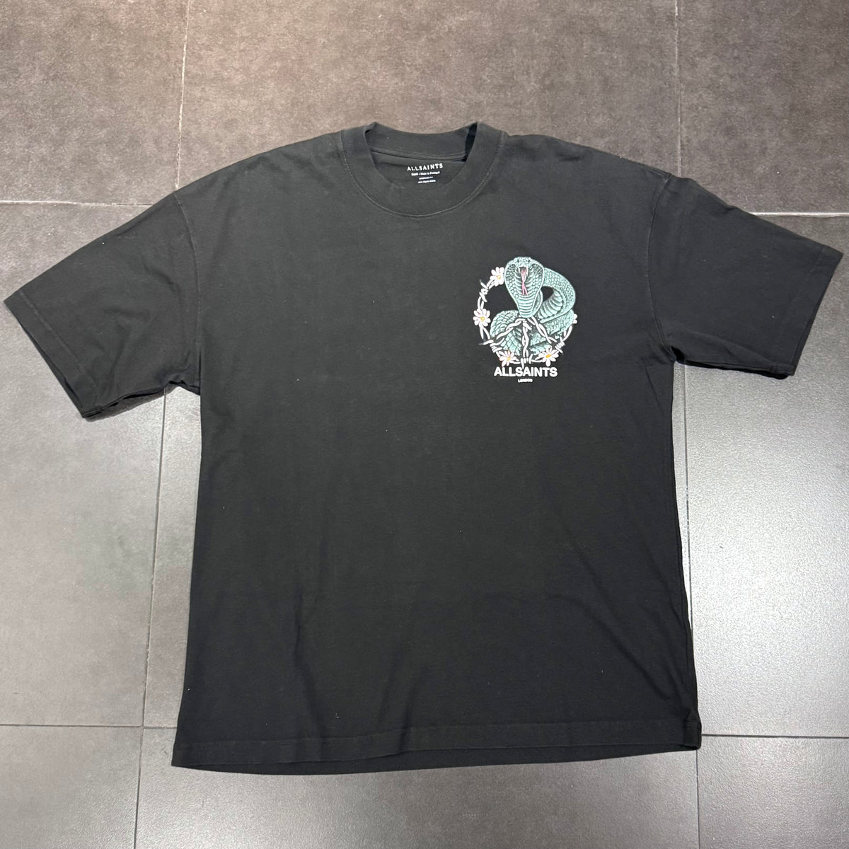 AllSaints Snakebite Tee - Washed Black