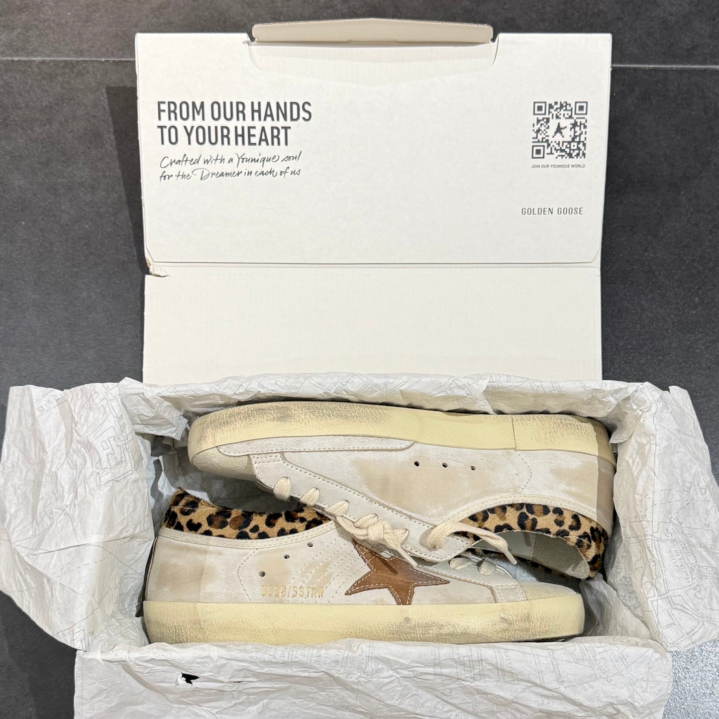 Golden Goose Super-Star - Tap Leopard Cream