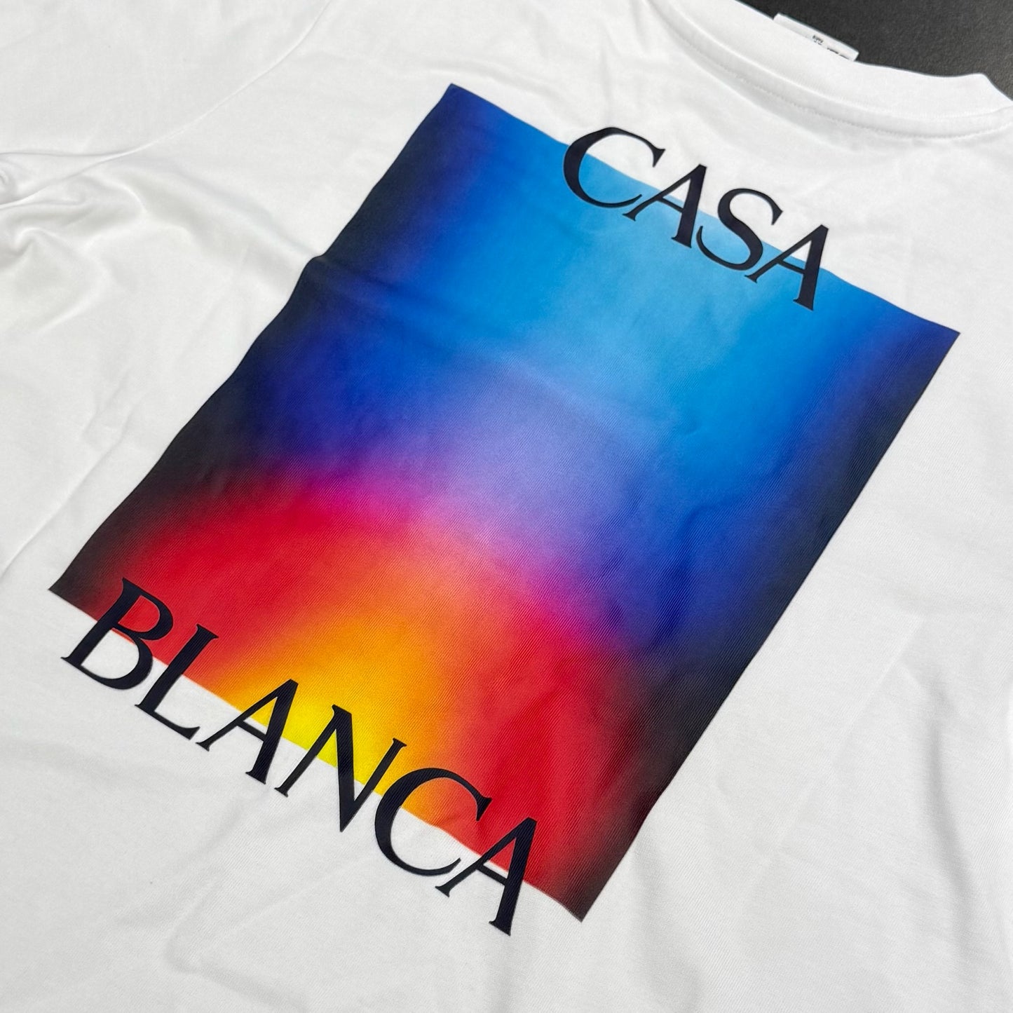 Casablanca Degradado Stacked Logo Tee - White