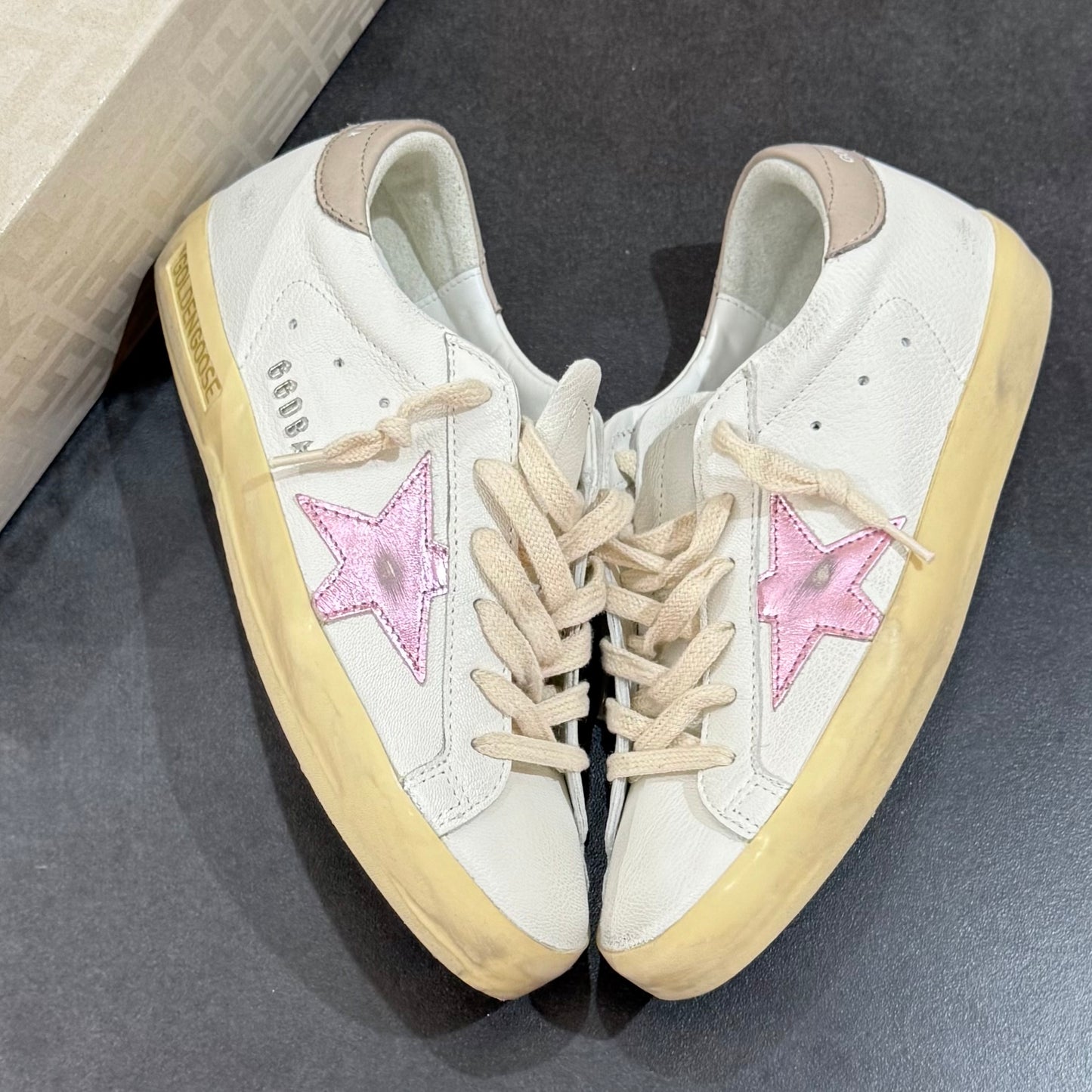 Golden Goose Super-Star - White Antique Pink Metallic