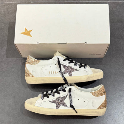 Golden Goose Super-Star - White Silver Gold Glitter