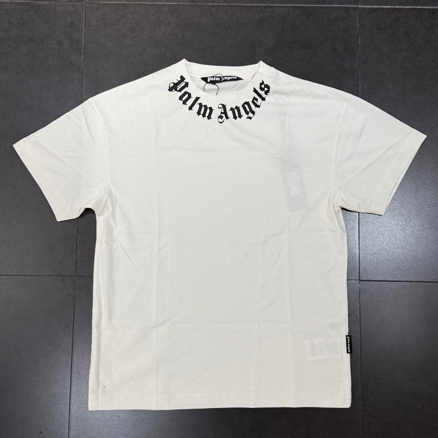 Palm Angels Neck Logo Regular Tee - Bone