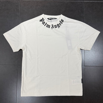 Palm Angels Neck Logo Regular Tee - Bone