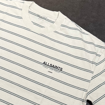 AllSaints Underground Striped Tee - Speckle Grey