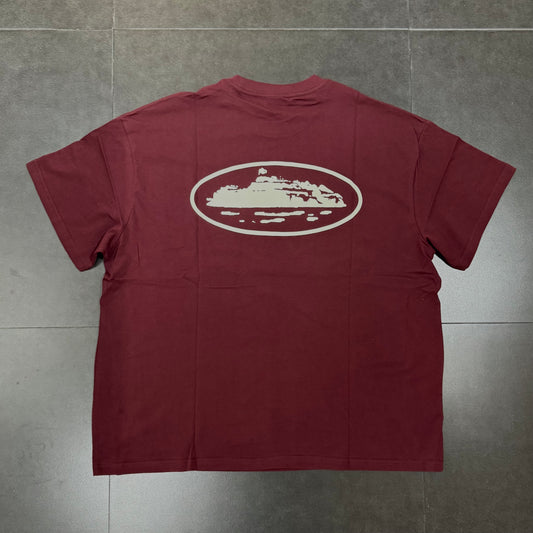 Corteiz Island Puff Print Tee - Burgundy
