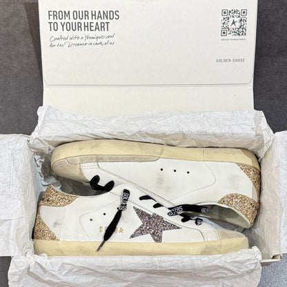 Golden Goose Super-Star - White Silver Gold Glitter