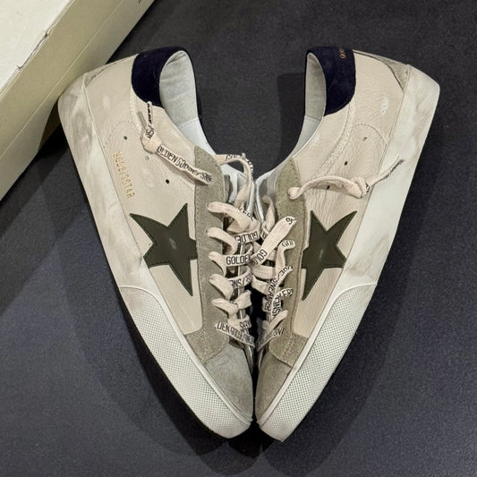 Golden Goose Super-Star - Cream & Olive Green