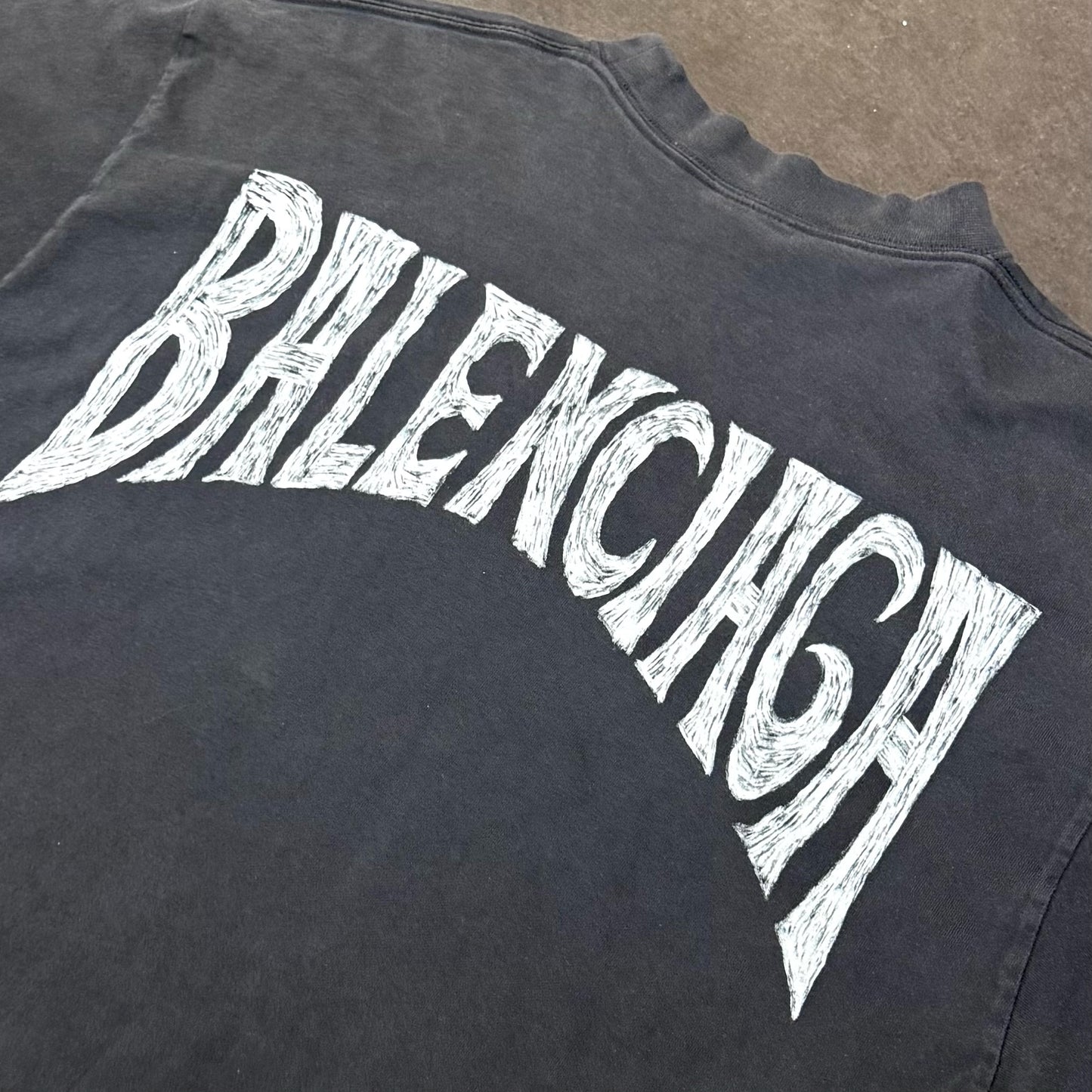 Balenciaga Back Logo Tee - Washed Black