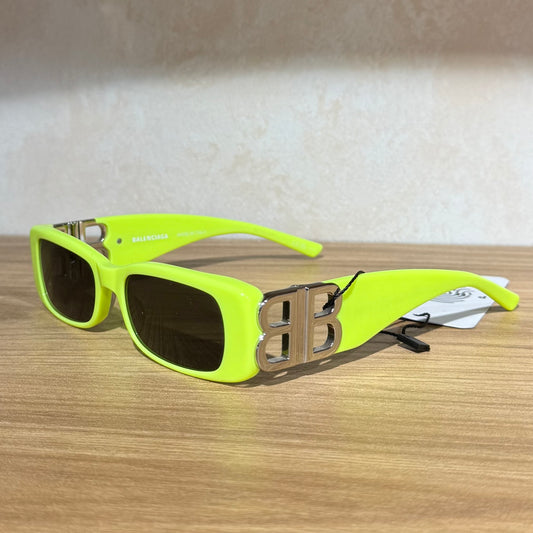 Balenciaga Square Rectangle Sunglasses - Yellow & Silver