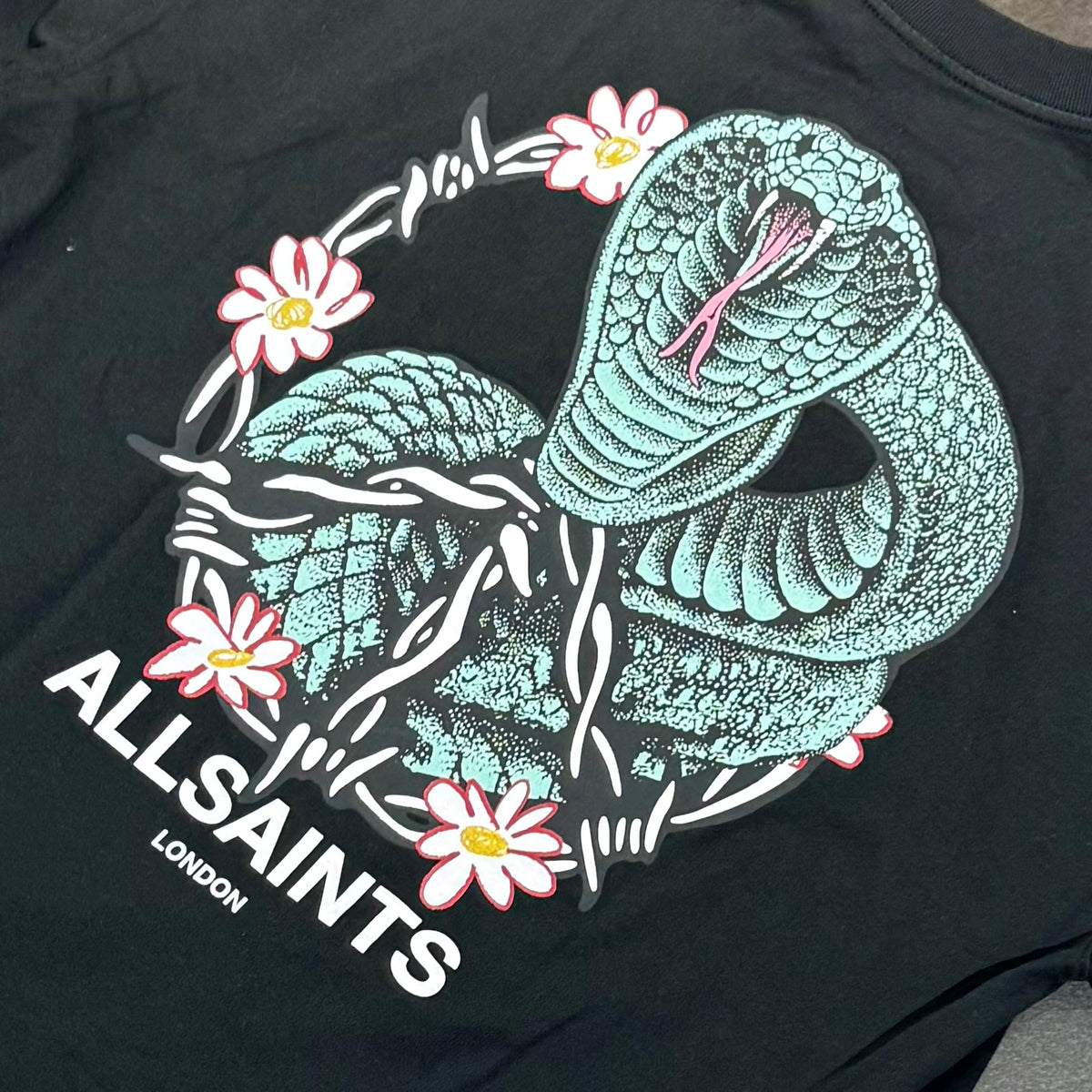 AllSaints Snakebite Tee - Washed Black