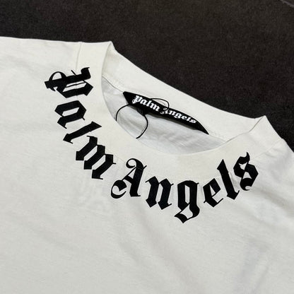 Palm Angels Neck Logo Regular Tee - Bone