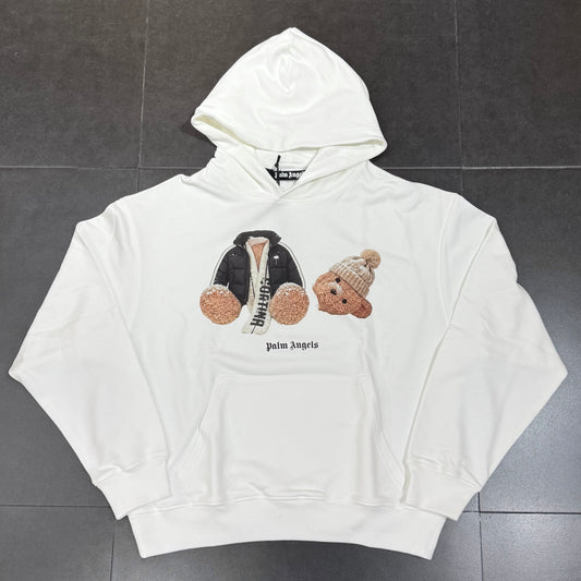 Palm Angels Broken Bear Cortina Hoodie - White