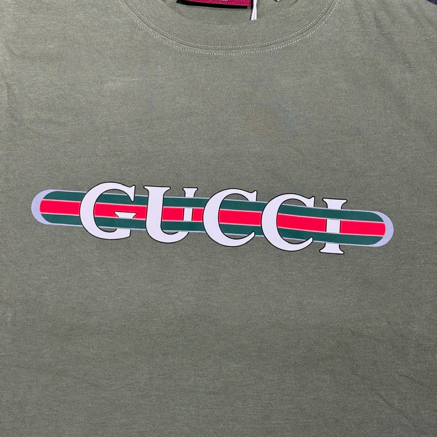 Gucci Heavy Cotton Logo Tee - Olive
