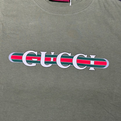 Gucci Heavy Cotton Logo Tee - Olive