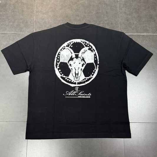 AllSaints Skullcup Football Tee - Jet Black