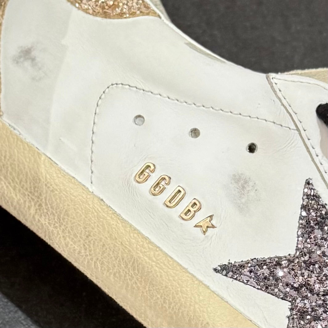 Golden Goose Super-Star - White Silver Gold Glitter
