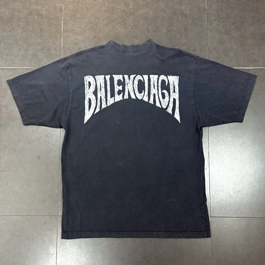 Balenciaga Back Logo Tee - Washed Black
