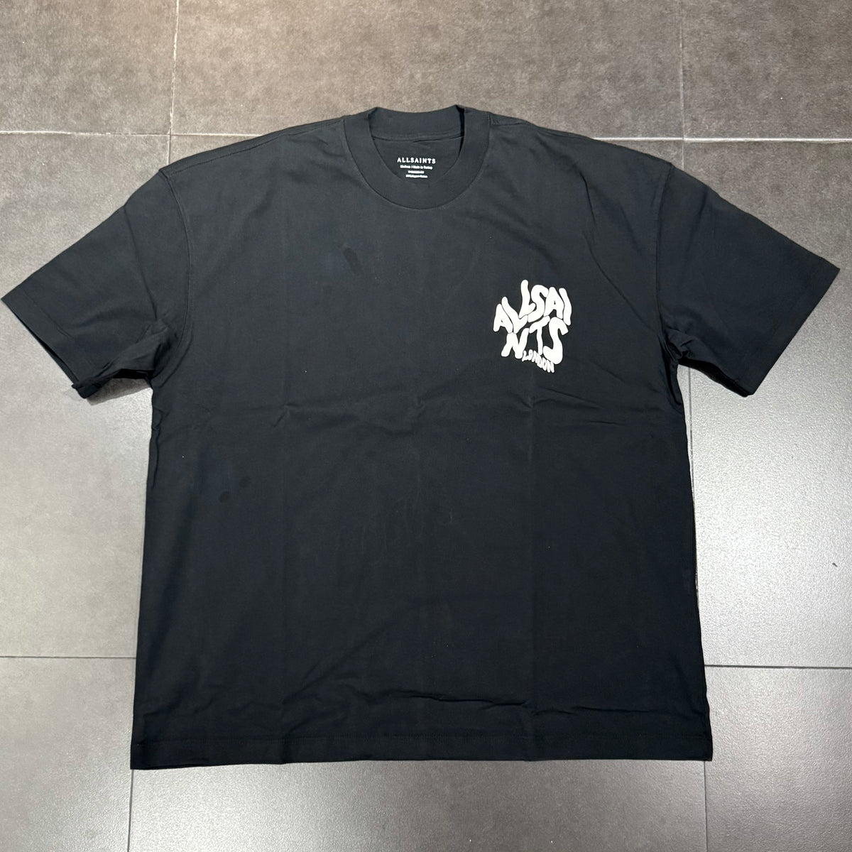 AllSaints Orlando Logo Print Tee - Washed Black