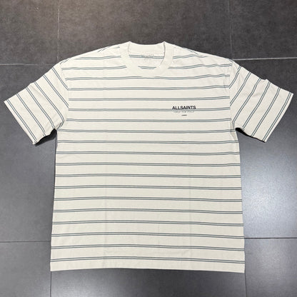 AllSaints Underground Striped Tee - Speckle Grey