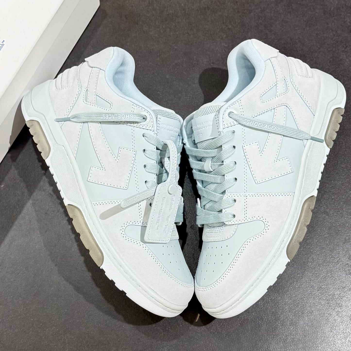 Off White Out Of Office Suede - Sky & Light Grey
