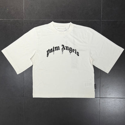 Palm Angels Curved Logo Boxy Tee - Bone