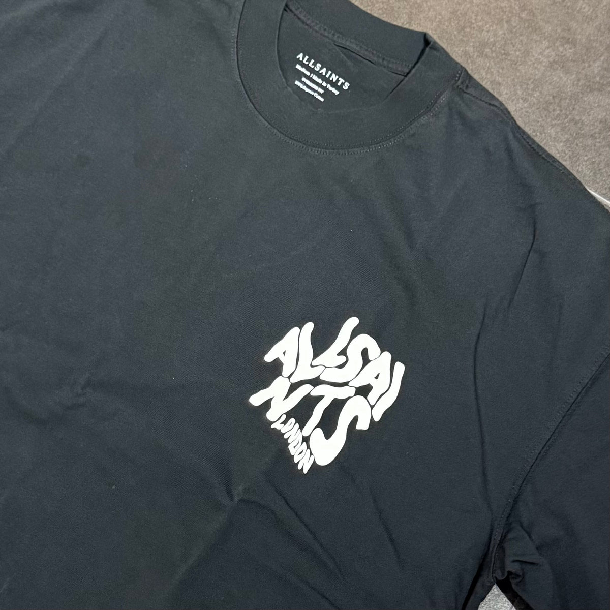 AllSaints Orlando Logo Print Tee - Washed Black