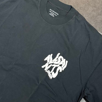 AllSaints Orlando Logo Print Tee - Washed Black