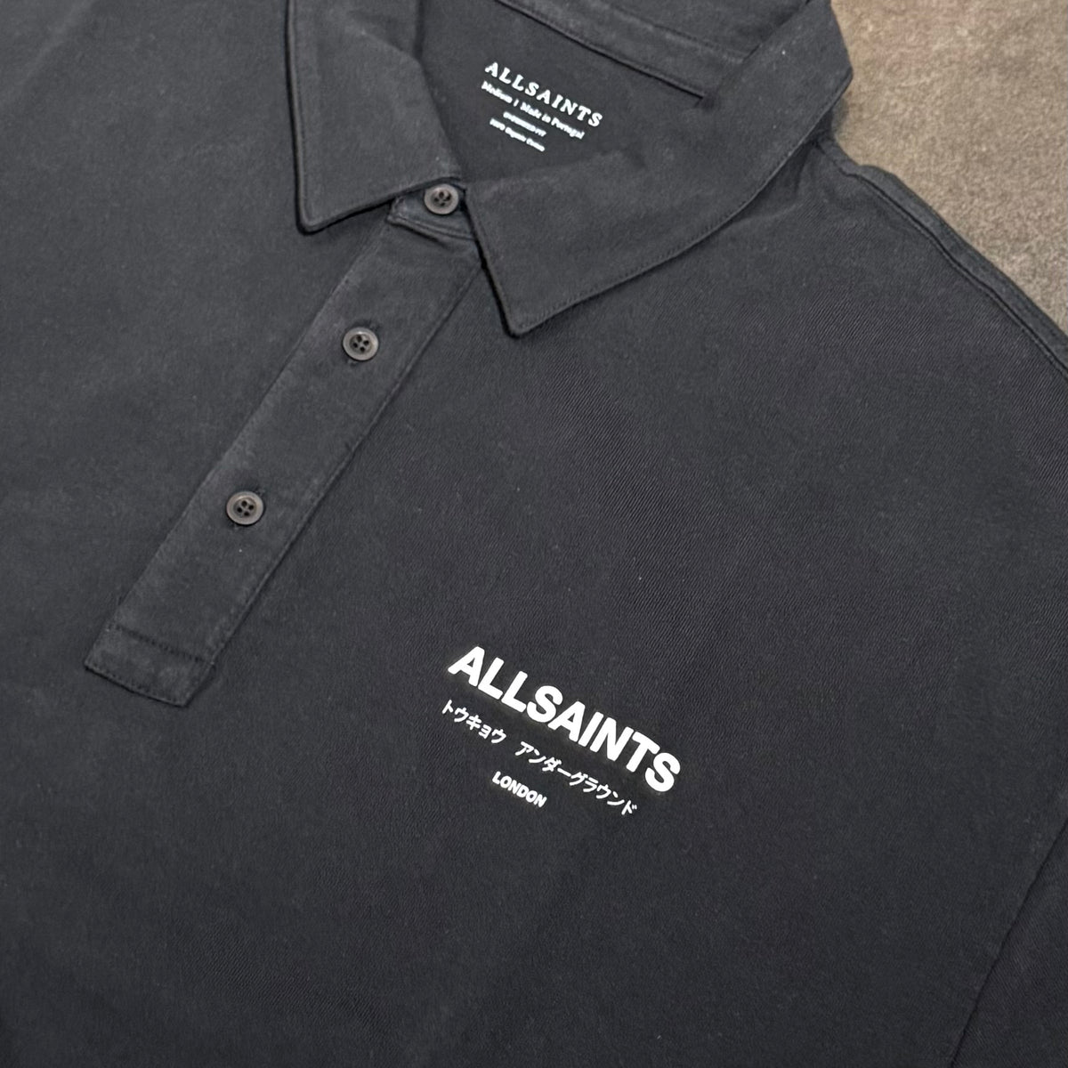 AllSaints Underground Polo Shirt - Jet Black