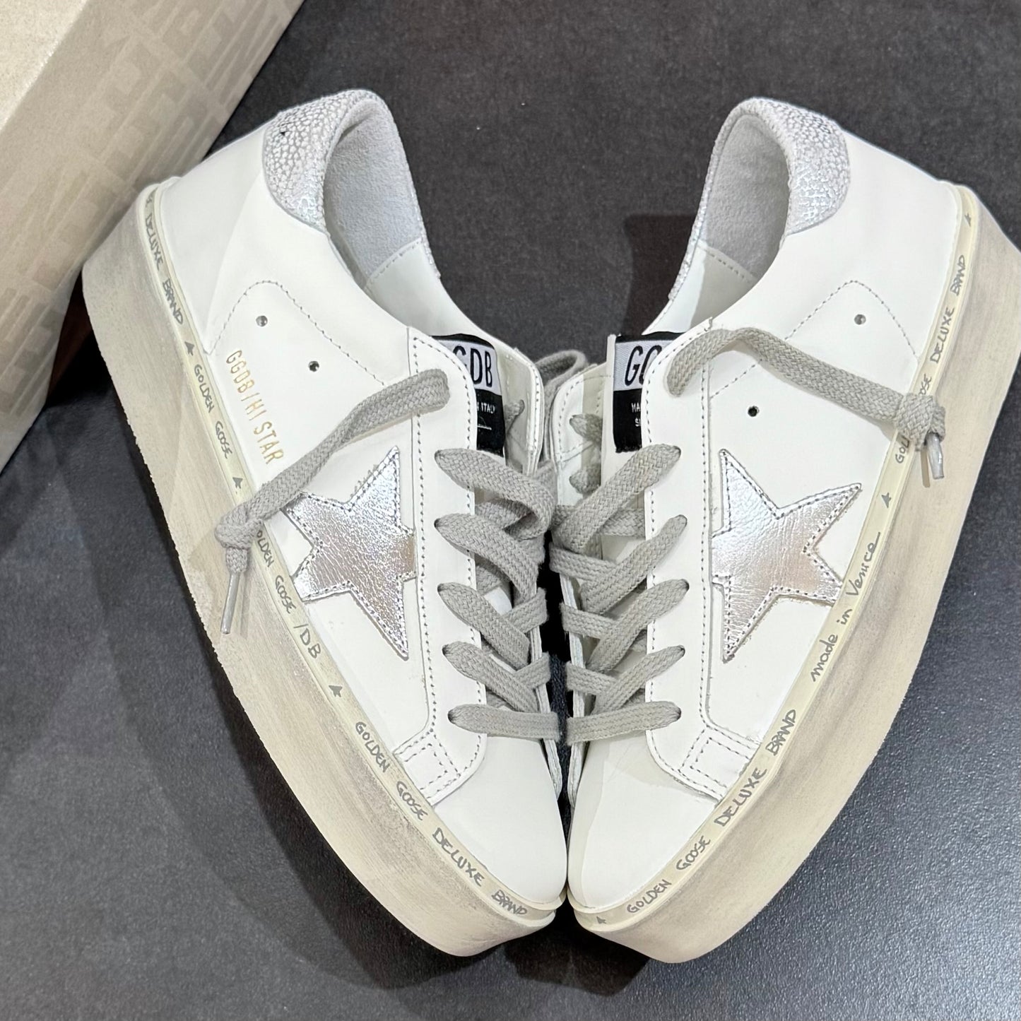 Golden Goose Hi Star - White & Silver